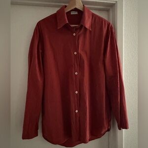LESET Eve Oversized Cotton-poplin Shirt In Red SMALL